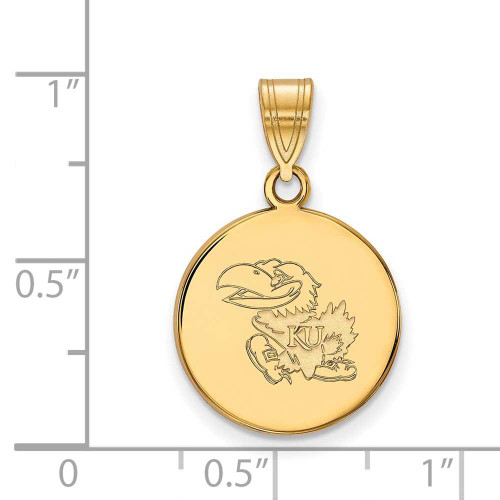 Image of Gold Plated Sterling Silver University of Kansas Medium Disc Pendant by LogoArt