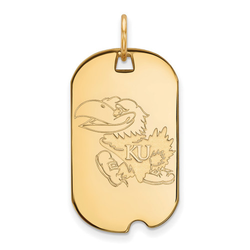 Gold Plated Sterling Silver University of Kansas Small Dog Tag by LogoArt