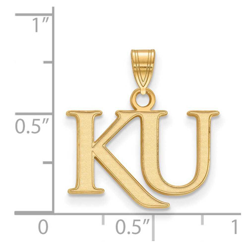 Image of Gold Plated Sterling Silver University of Kansas Small Pendant LogoArt GP051UKS
