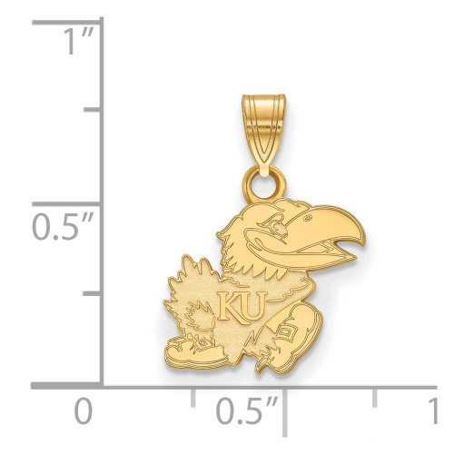 Image of Gold Plated Sterling Silver University of Kansas Small Pendant LogoArt GP066UKS