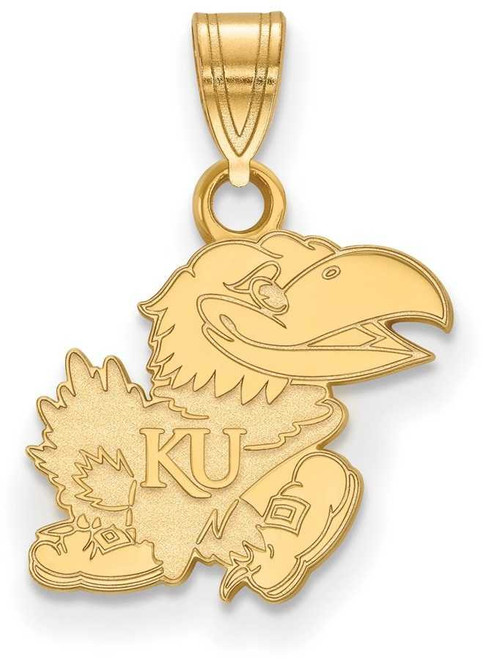 Image of Gold Plated Sterling Silver University of Kansas Small Pendant LogoArt GP066UKS