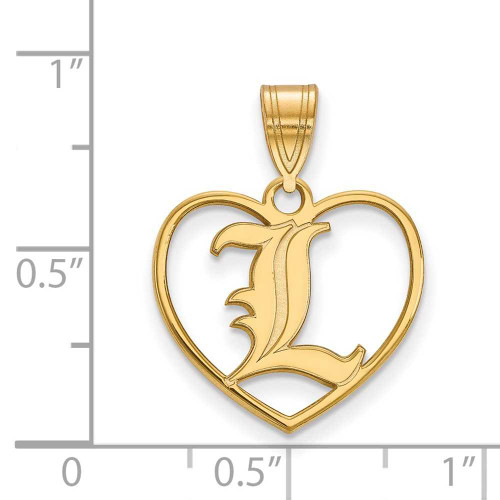 Image of Gold Plated Sterling Silver University of Louisville Pendant Heart LogoArt GP01