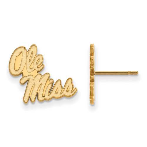 Gold Plated Sterling Silver University of Mississippi Sm Post LogoArt Earrings
