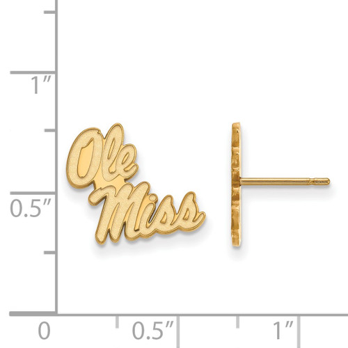Gold Plated Sterling Silver University of Mississippi Sm Post LogoArt Earrings