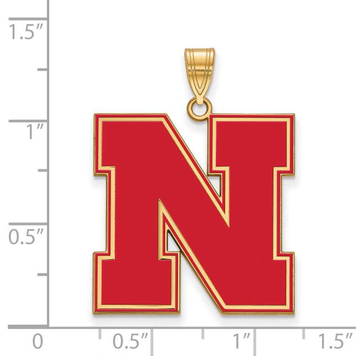 Image of Gold Plated Sterling Silver University of Nebraska XL Enamel Pendant by LogoArt