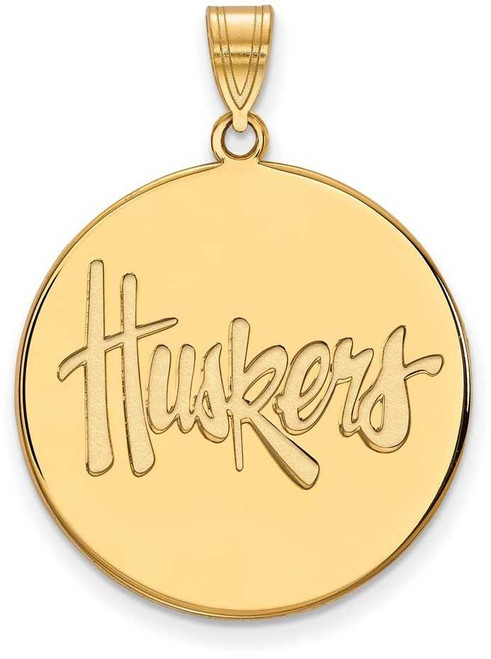 Image of Gold Plated Sterling Silver University of Nebraska XL Pendant LogoArt GP063UNE