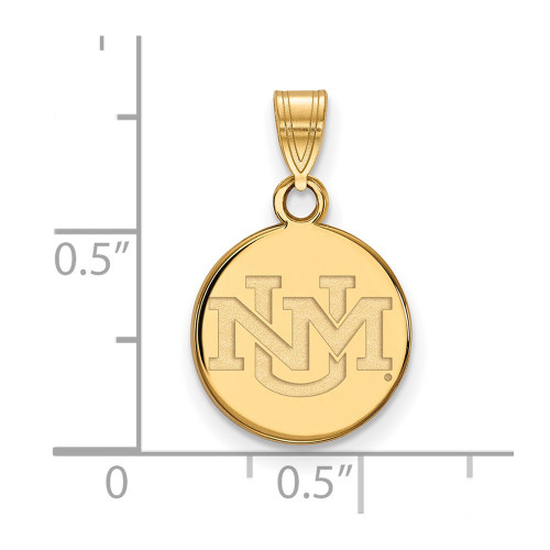 Gold Plated Sterling Silver University of New Mexico Sm Pendant LogoArt GP005UNM