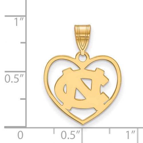 Image of Gold Plated Sterling Silver University of North Carolina Pendant Heart LogoArt