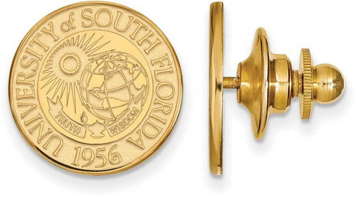 Image of Gold Plated Sterling Silver University of South Florida Crest Lapel Pin LogoArt