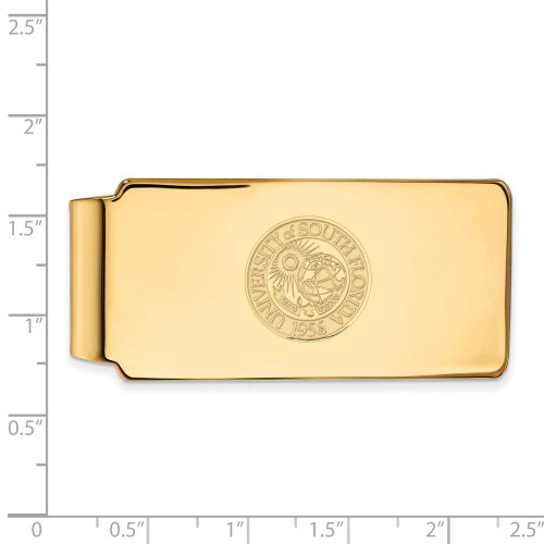 Image of Gold Plated Sterling Silver University of South Florida Money Clip Crest LogoArt