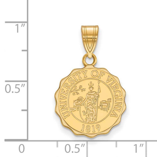 Image of Gold Plated Sterling Silver University of Virginia Medium Crest LogoArt Pendant
