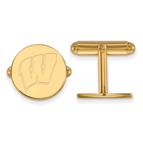 Gold Plated Sterling Silver University of Wisconsin Cuff Links LogoArt GP012UWI