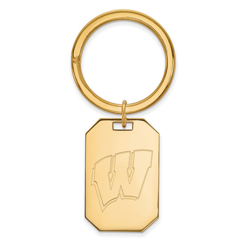 Gold Plated Sterling Silver University of Wisconsin Key Chain by LogoArt