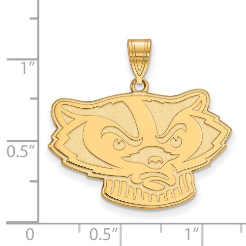 Image of Gold Plated Sterling Silver University of Wisconsin Lg Pendant LogoArt GP061UWI