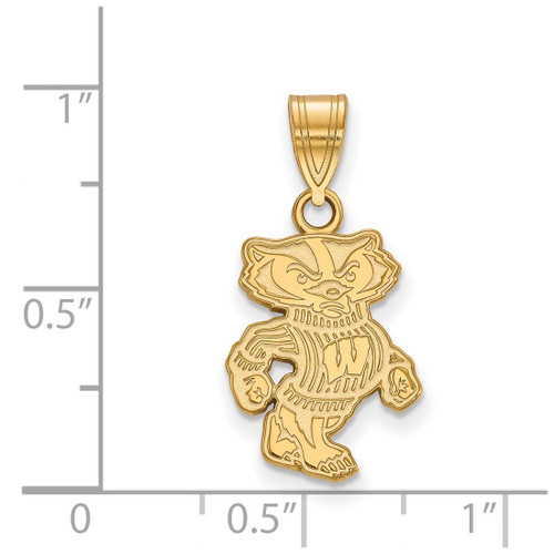 Gold Plated Sterling Silver University of Wisconsin Med Pendant LogoArt GP045UWI