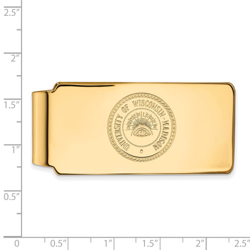 Gold Plated Sterling Silver University of Wisconsin Money Clip LogoArt GP083UWI