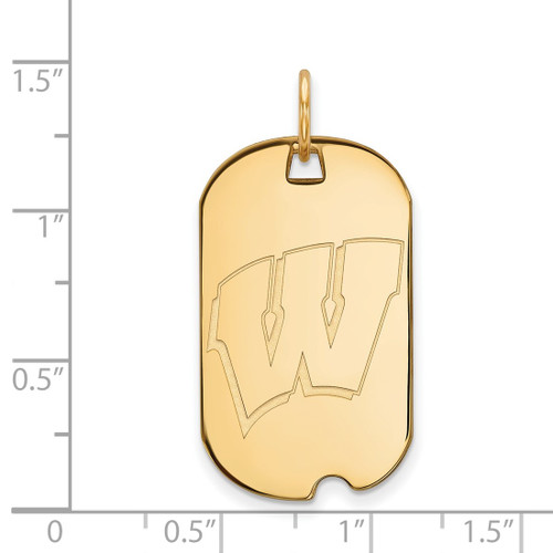 Gold Plated Sterling Silver University of Wisconsin Small Dog Tag by LogoArt