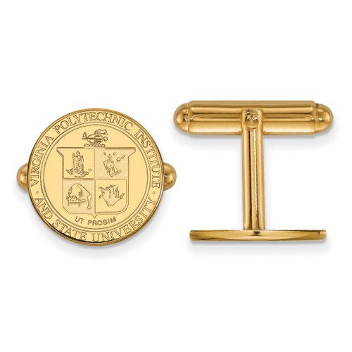 Gold Plated Sterling Silver Virginia Tech Crest Cuff Links by LogoArt