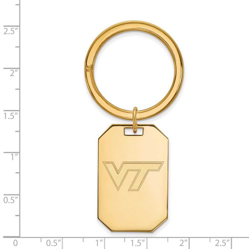 Image of Gold Plated Sterling Silver Virginia Tech Key Chain by LogoArt