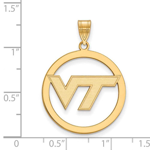 Image of Gold Plated Sterling Silver Virginia Tech L Pendant in Circle by LogoArt