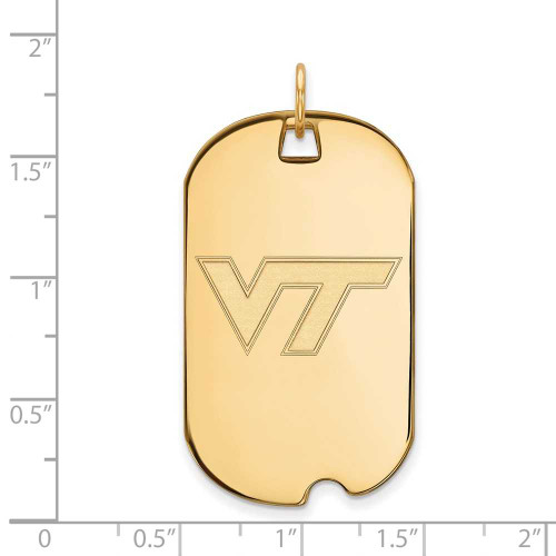 Image of Gold Plated Sterling Silver Virginia Tech Large Dog Tag by LogoArt