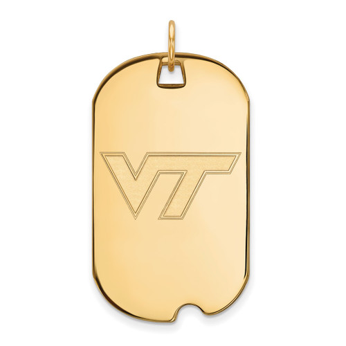 Gold Plated Sterling Silver Virginia Tech Large Dog Tag by LogoArt