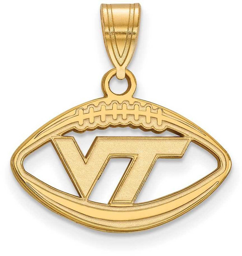Image of Gold Plated Sterling Silver Virginia Tech Pendant in Football LogoArt (GP012VTE)