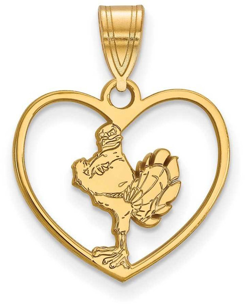 Image of Gold Plated Sterling Silver Virginia Tech Pendant in Heart by LogoArt (GP054VTE)