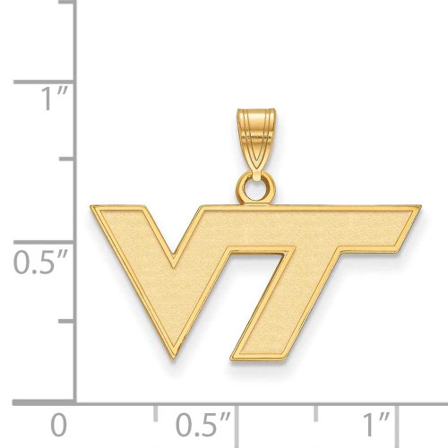 Image of Gold Plated Sterling Silver Virginia Tech Small Pendant by LogoArt (GP002VTE)