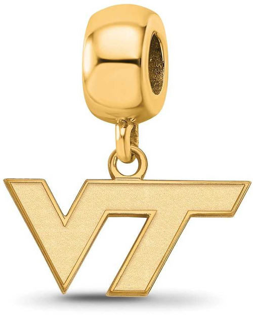 Image of Gold Plated Sterling Silver Virginia Tech XSmall Dangle Bead Charm LogoArt GP029