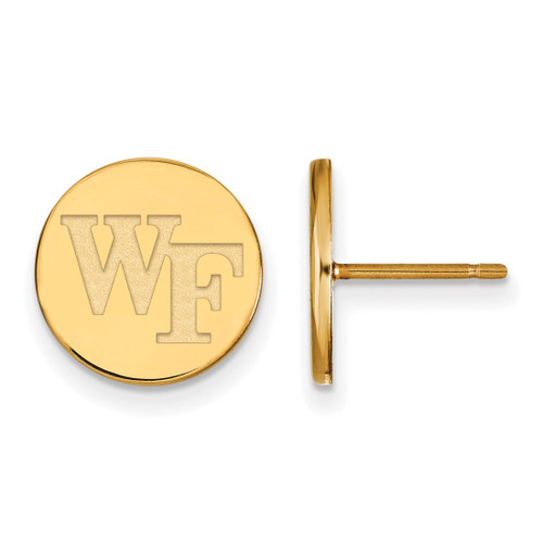 Gold Plated Sterling Silver Wake Forest University Small Disc LogoArt Earrings