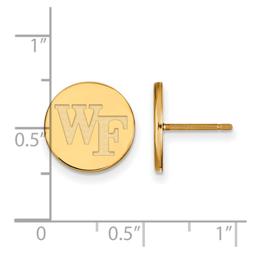 Gold Plated Sterling Silver Wake Forest University Small Disc LogoArt Earrings