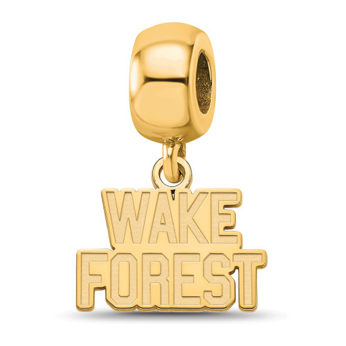 Gold Plated Sterling Silver Wake Forest University XSmall Bead LogoArt GP053WFU
