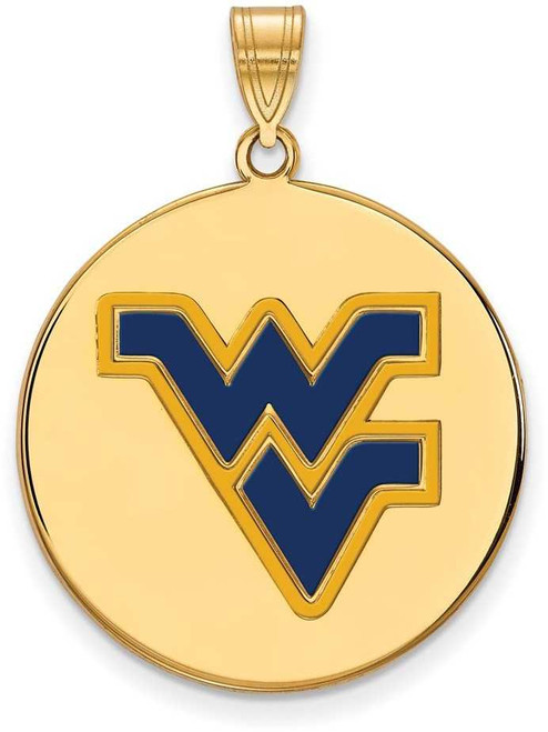 Image of Gold Plated Sterling Silver West Virginia U Large Enamel Disc Pendant by LogoArt