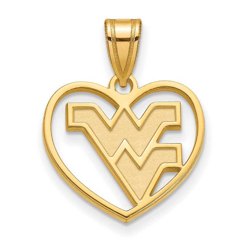 Image of Gold Plated Sterling Silver West Virginia University Pendant in Heart by LogoArt