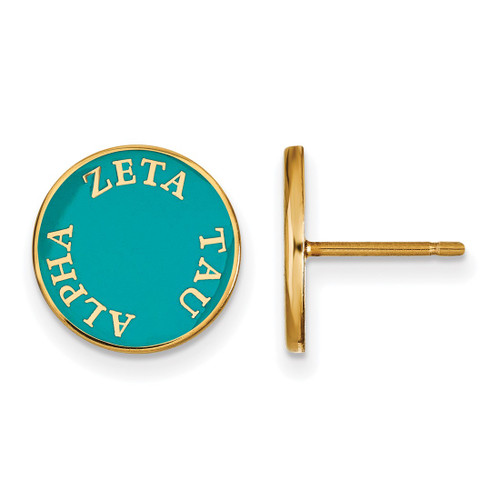 Gold Plated Sterling Silver Zeta Tau Alpha Enamel Post Earrings LogoArt GP019ZTA