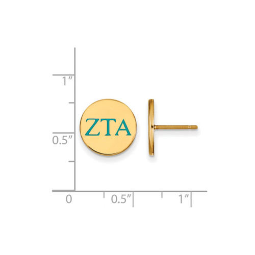 Gold Plated Sterling Silver Zeta Tau Alpha Enamel Post Earrings LogoArt GP032ZTA