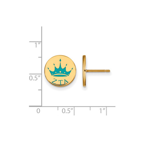 Gold Plated Sterling Silver Zeta Tau Alpha Enamel Post Earrings LogoArt GP047ZTA