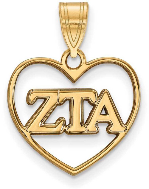 Image of Gold Plated Sterling Silver Zeta Tau Alpha Heart Pendant by LogoArt (GP008ZTA)