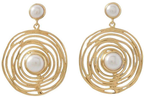Image of Gold-plated Brass Cultured Freshwater Pearl Fashion Earrings