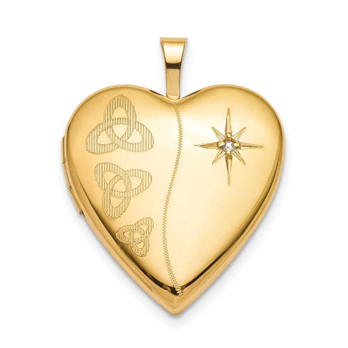 Image of Gold-plated Sterling Silver 20mm Diamond Trinity Heart Locket Pendant