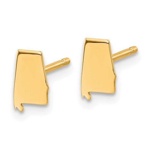 Image of 8.84mm Gold-Plated Sterling Silver Alabama AL Small State Stud Earrings