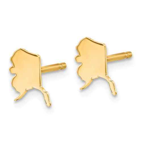 Image of 8.15mm Gold-Plated Sterling Silver Alaska AK Small State Stud Earrings