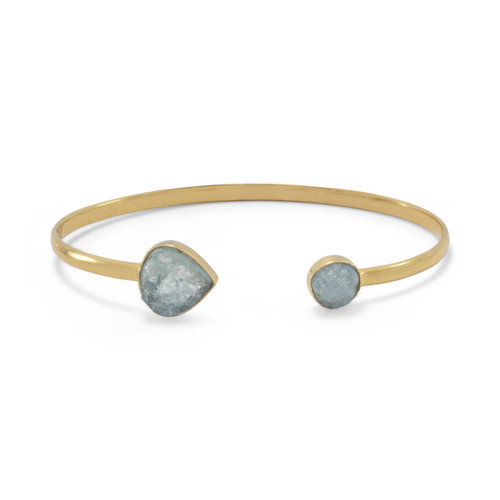 Image of Gold-plated Sterling Silver Aquamarine Cuff Bracelet