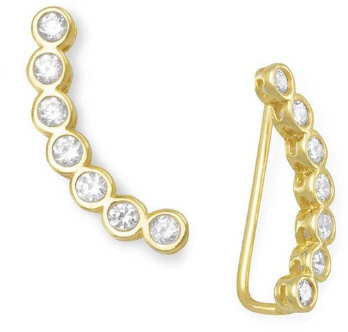 Image of Gold-plated Sterling Silver Bezel CZ Ear Climbers