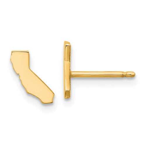 Image of 7.77mm Gold-Plated Sterling Silver California CA Small State Stud Earrings