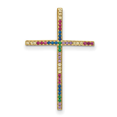 Image of Gold-Plated Sterling Silver Colorful CZ Cross Slide Pendant