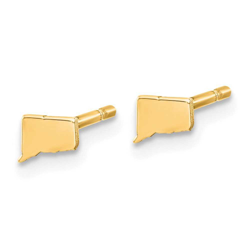Image of 5.66mm Gold-Plated Sterling Silver Connecticut CT Small State Stud Earrings