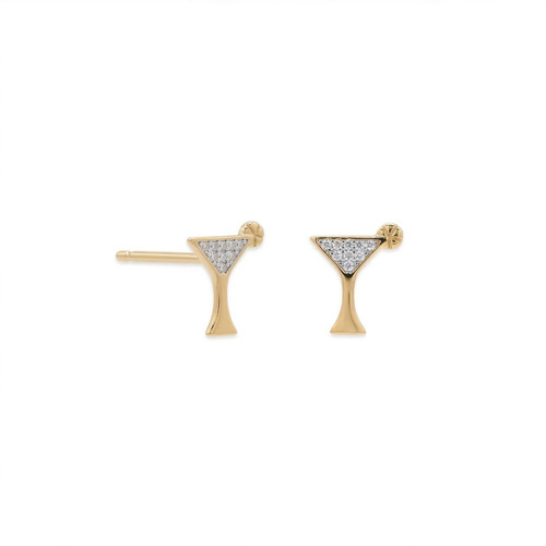 Image of Gold-plated Sterling Silver CZ Martini Stud Earrings