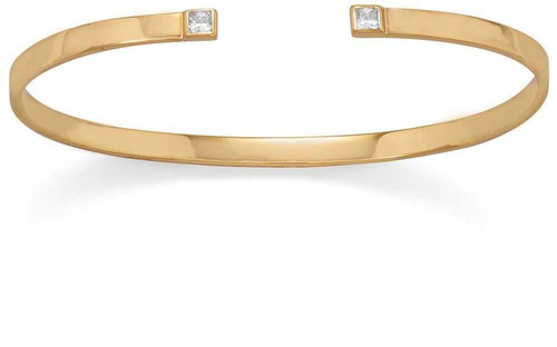 Image of Gold-plated Sterling Silver CZ Thin Cuff Bracelet